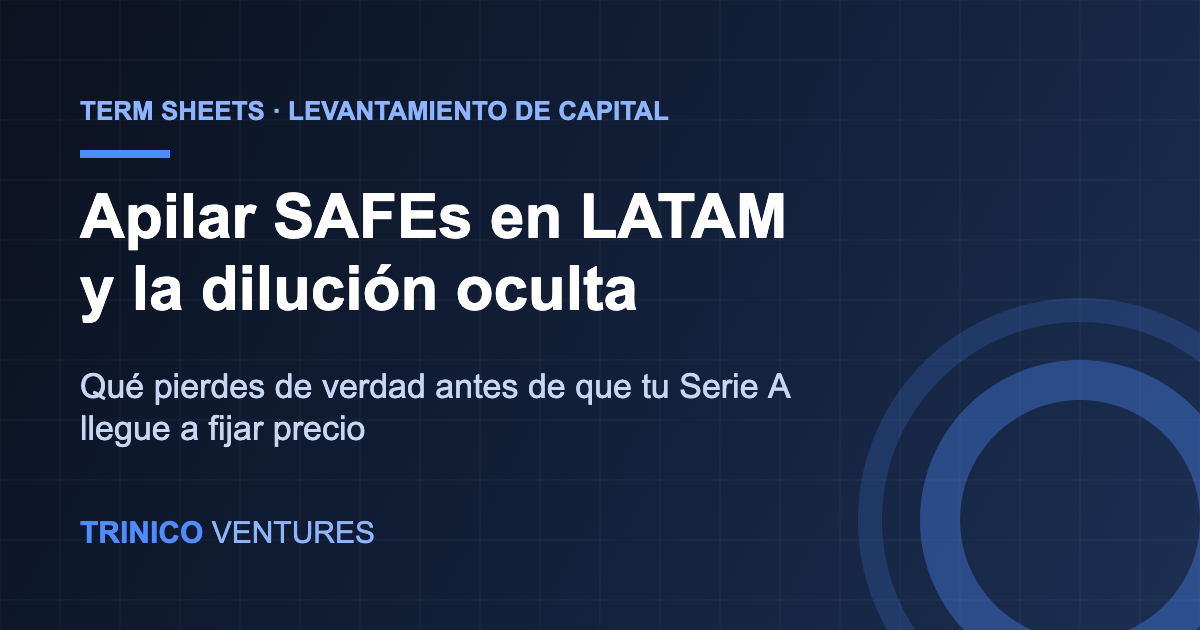 Ilustracion sobre el apilamiento de SAFEs y la dilucion oculta en startups de LATAM