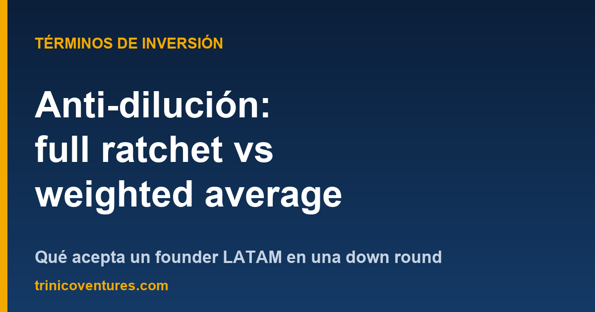 Comparación de anti-dilución full ratchet vs weighted average para founders LATAM