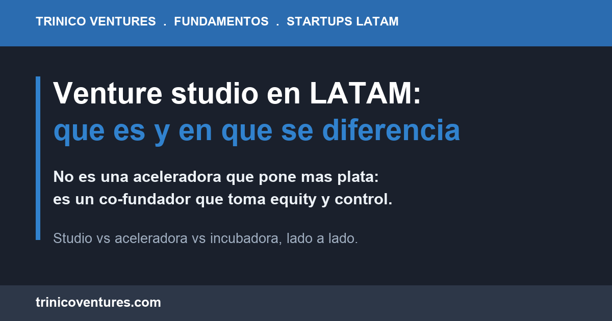 Venture studio vs aceleradora vs incubadora en LATAM: quien tiene la idea y quien es dueno